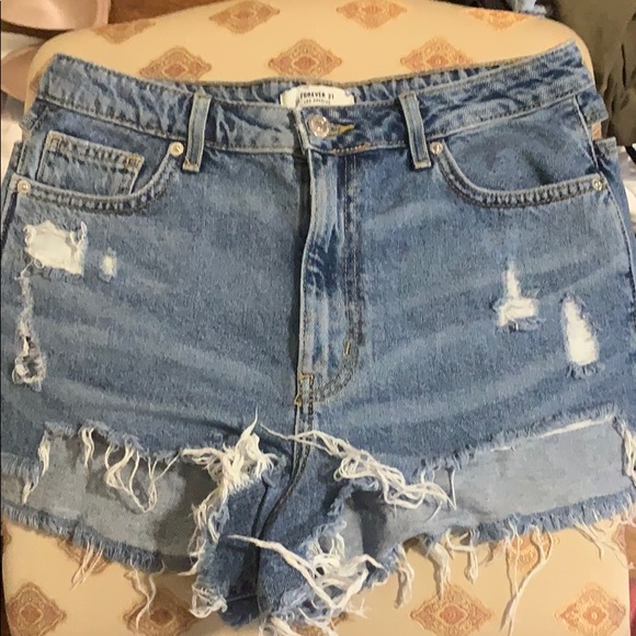 high waisted jean shorts - worn once! - Picture 1 of 2